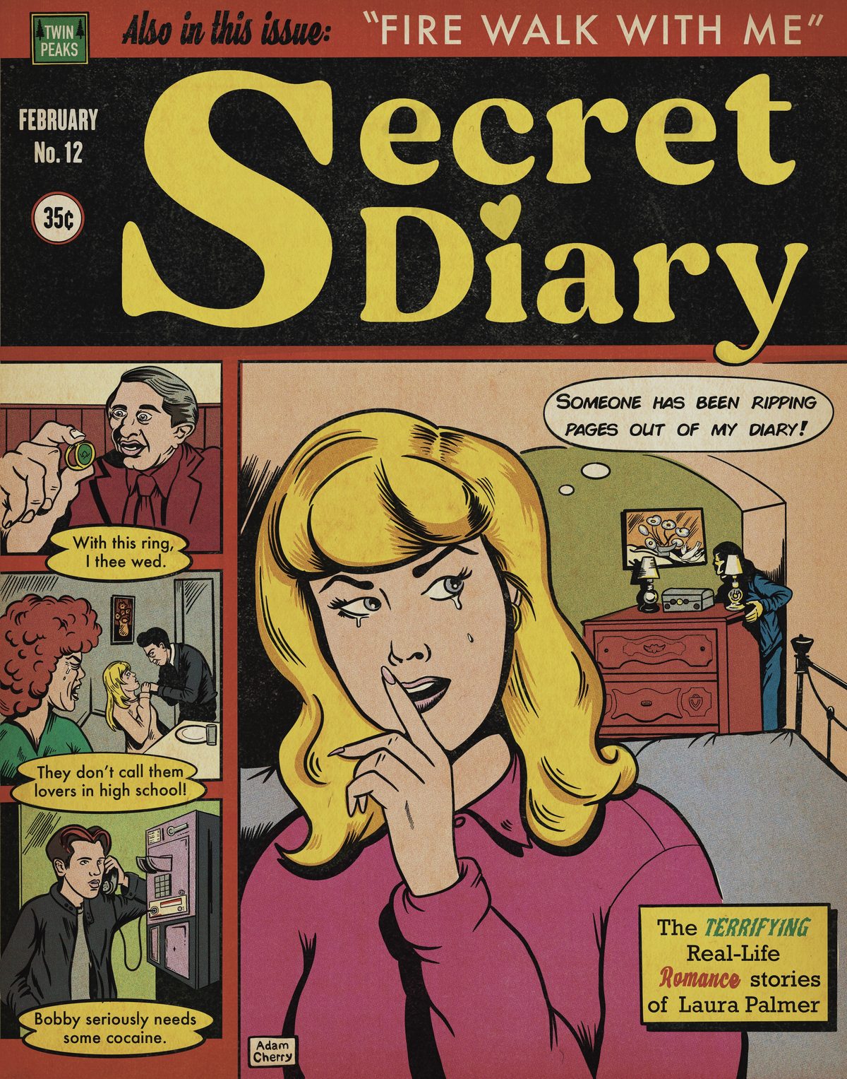 Twin Peaks Secret Diary art print by Adam Cherry — cult TV series vintage illustration, 11x17